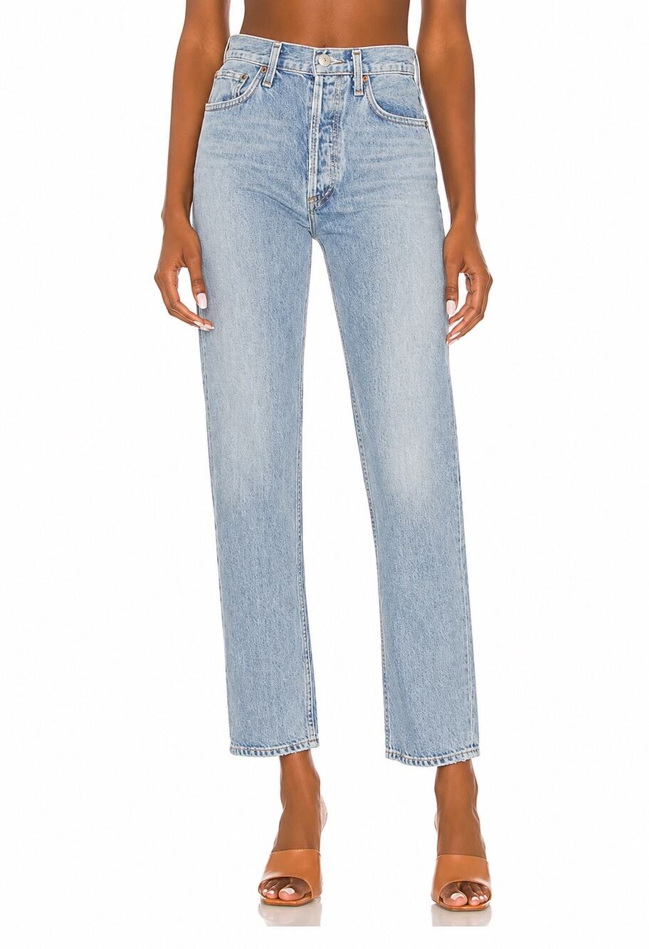 AGOLDE 90s Pinch Waist High Rise Straight Jeans Soundwave Blue size 25?